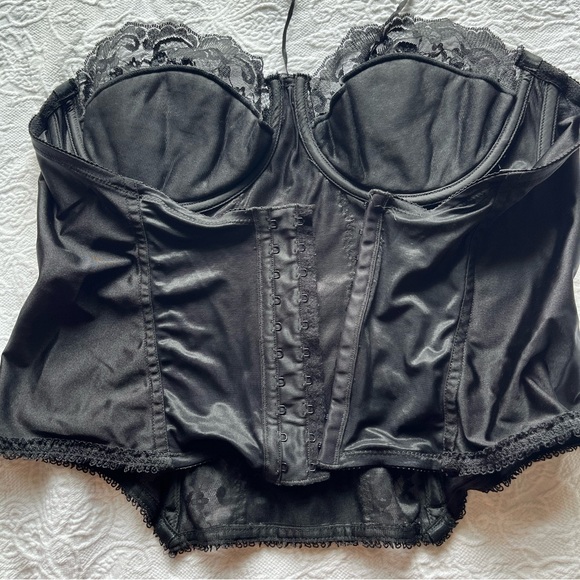 Lace Detailed Black Strapless Corset Top - Picture 3 of 5